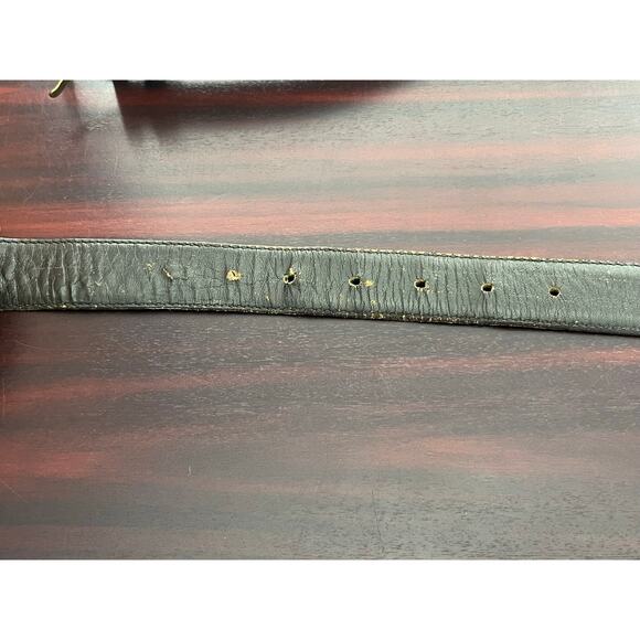 VTG YSL Belt Size 40 Solid Brass Buckle Brown Kipskin Saddle Leather Flaws - Picture 10 of 10